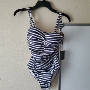 NIP TUCK SWIM Navy & White One Piece Swimsuit Sz 4